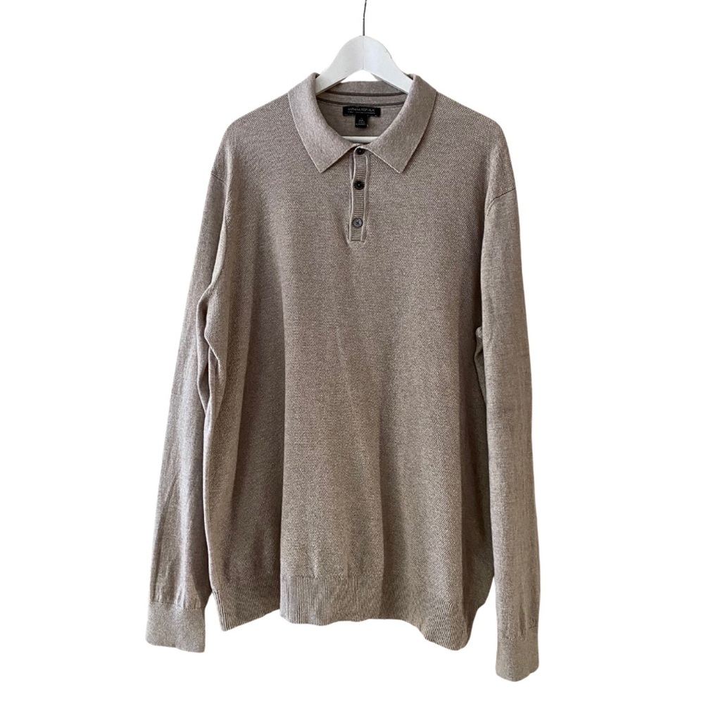 Banana Republic Pima Cotton Cashmere Shirt XXL Tall Oatmeal Cream Casual Collar